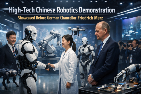 High-Tech Chinese Robotics Demonstration Showcased Before German Chancellor Friedrich Merz